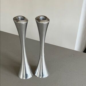 Nambe 10” Silver Candle Holders (pair)